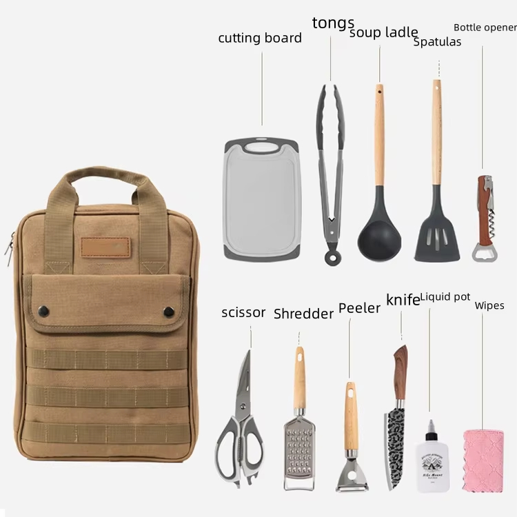 Camping Cooking Utensil Bag - مجموعة أدوات الطهي للتخييم، 12 قطعة