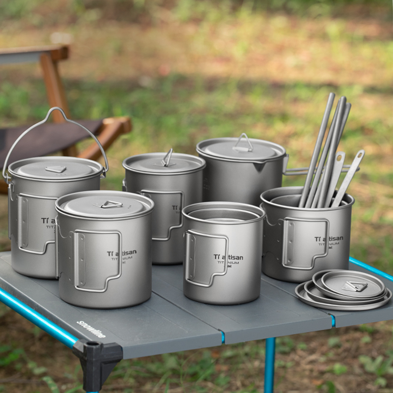 Mess Kit Titanium - Tiartisan في الهواء الطلق التيتانيوم خفيفة