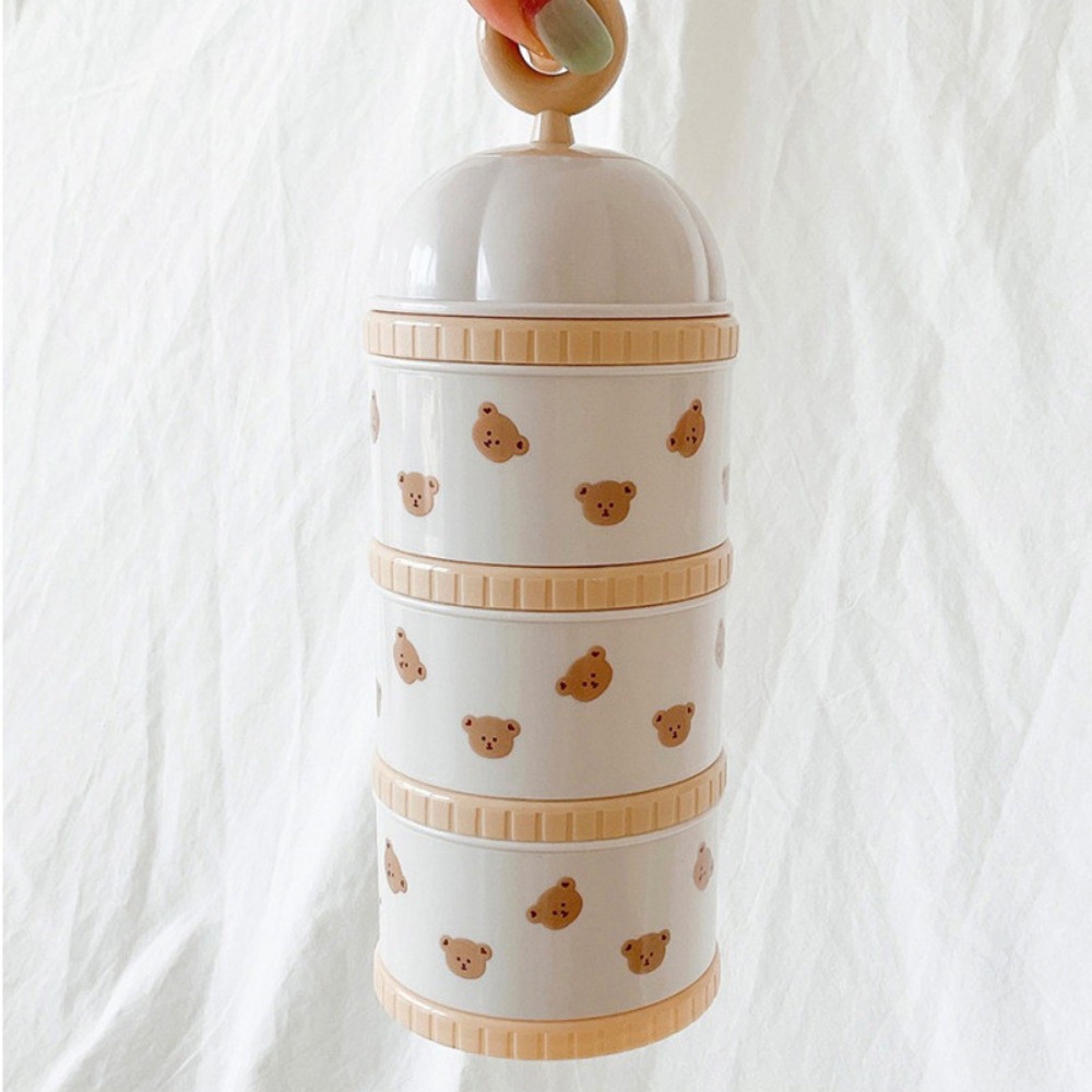Bear Canister Food - 3 طبقات صندوق مسحوق حليب الأطفال