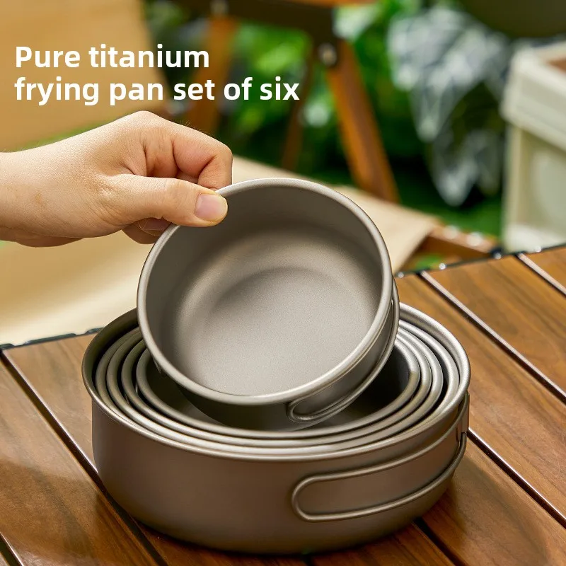 Camping Cooking Set Lightweight - التيتانيوم في الهواء الطلق وعاء مجموعة