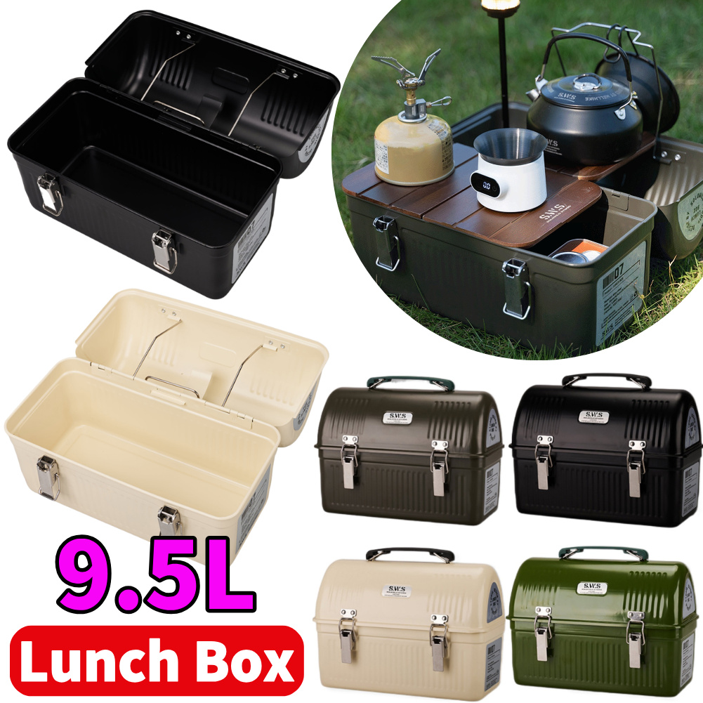 Camping Cooking Box - 9.5L خمر صندوق غداء معدني مع