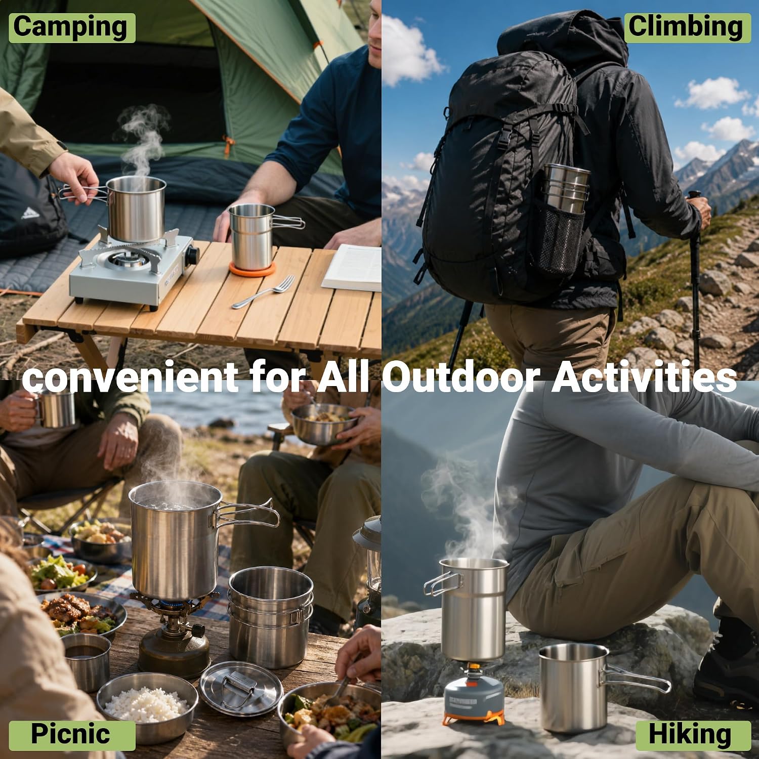 أكواب قابلة للطي للتخييم، أوان - مراجعة Camping Cooking Recipes وسعره