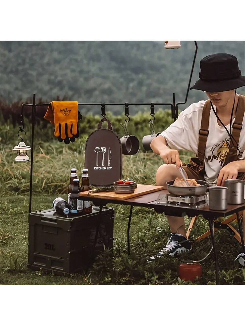 في الهواء الطلق التخييم تجهيزا - مراجعة Camping Cooking Utensil Bag وسعره