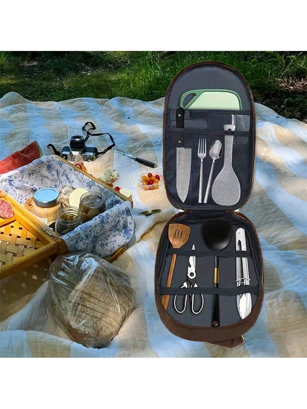في الهواء الطلق التخييم تجهيزا - مراجعة Camping Cooking Utensil Bag وسعره