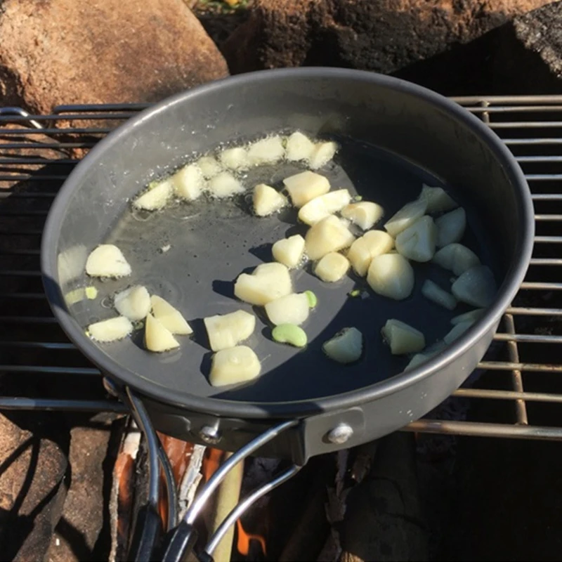 مقلاة قلي محمولة مع حقيبة تخزي - مراجعة Camping Cooking Set Lightweight وسعره