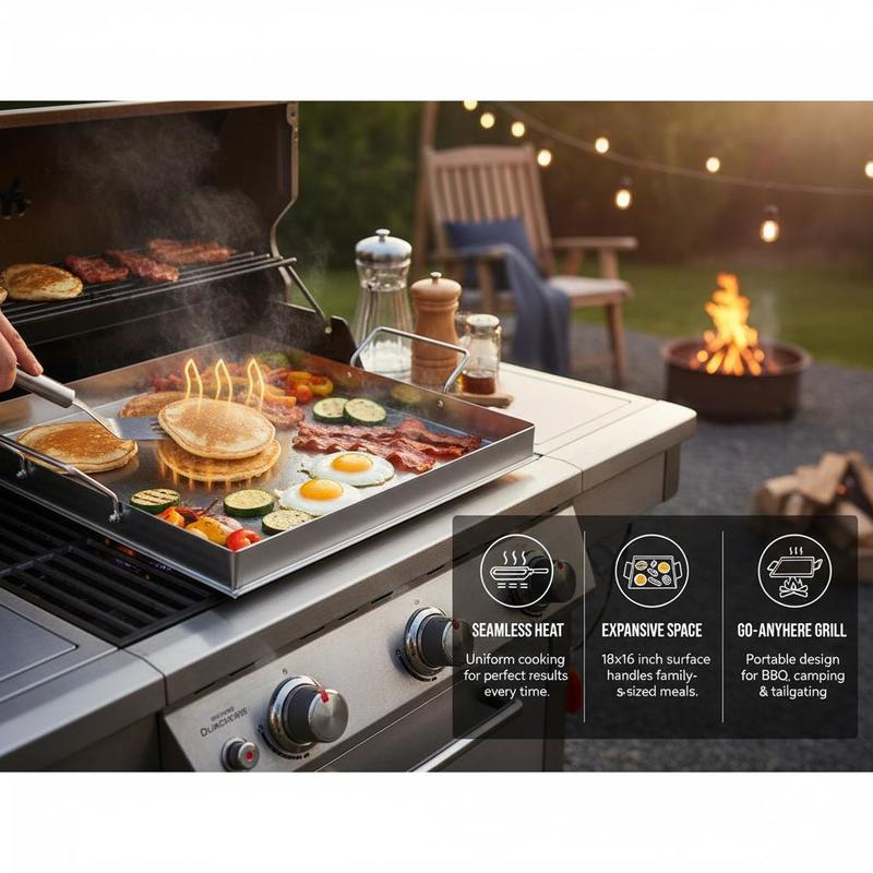 شواية مسطحة عالمية مقاس 18x16  - مراجعة Camping Cooking Handle وسعره