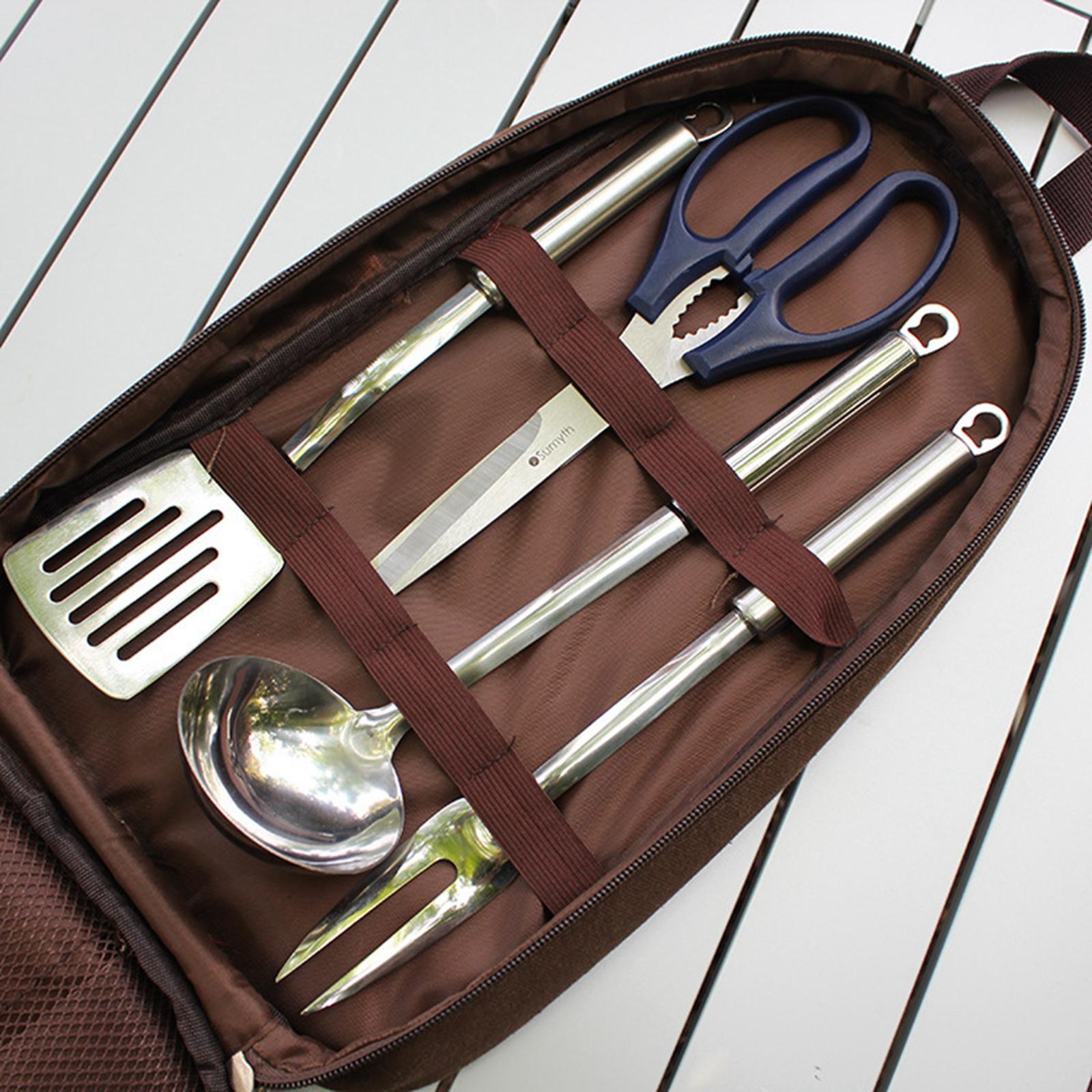 7 قطعة التخييم أواني المطبخ مج - مراجعة Camping Cooking Utensil Bag وسعره