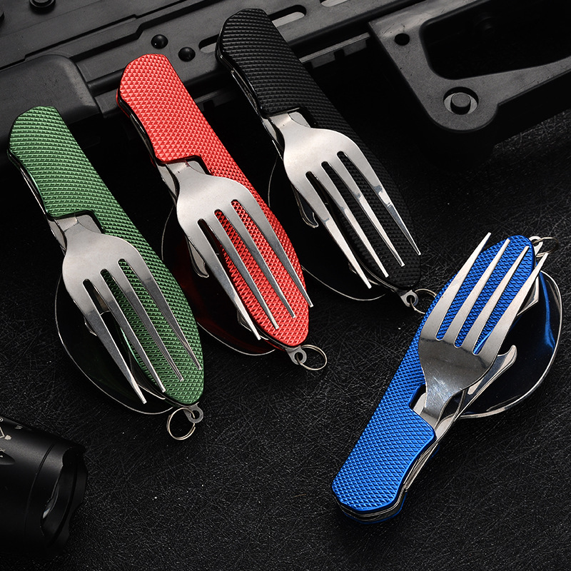 4 in1 طوي التخييم أواني مجموعة - مراجعة Camping Cooking And Cutlery Set وسعره