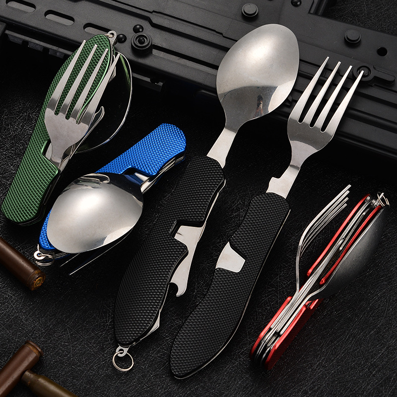 4 in1 طوي التخييم أواني مجموعة - مراجعة Camping Cooking And Cutlery Set وسعره