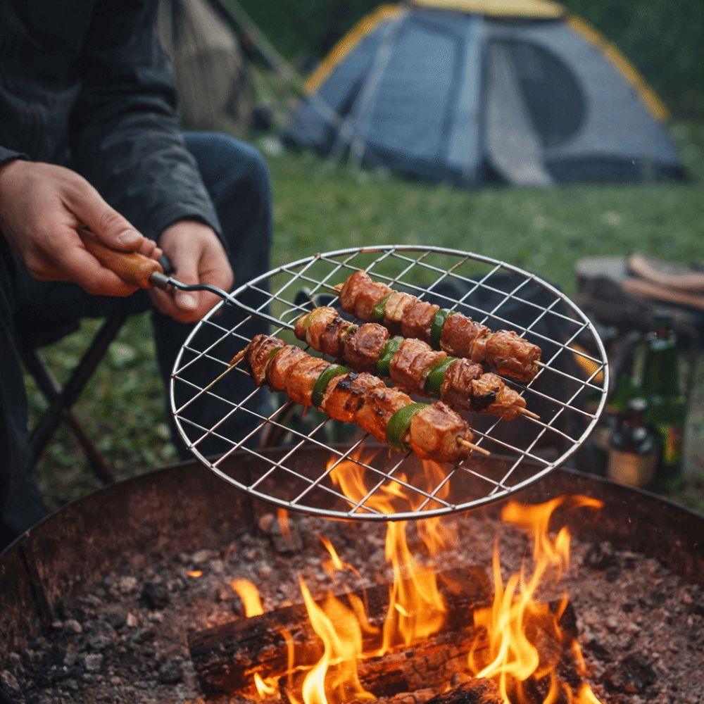 شبكة شواء محمولة من الفولاذ ال - مراجعة Camping Cooking Handle وسعره