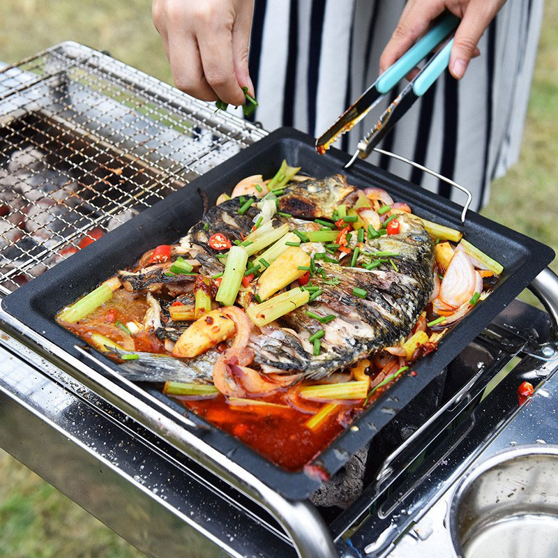 مقلاة شواء مربعة سميكة للاستخد - مراجعة Camping Cooking Handle وسعره