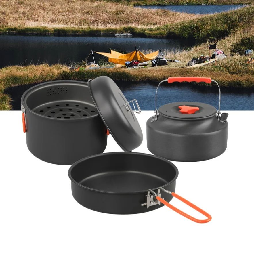 مجموعة أدوات طهي خارجية ، وعاء - مراجعة Camping Cooking Set وسعره