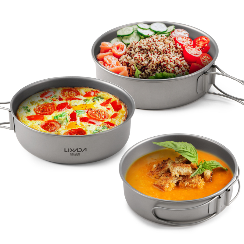 أطباق Lixada من التيتانيوم خفي - مراجعة Mess Kit Titanium وسعره