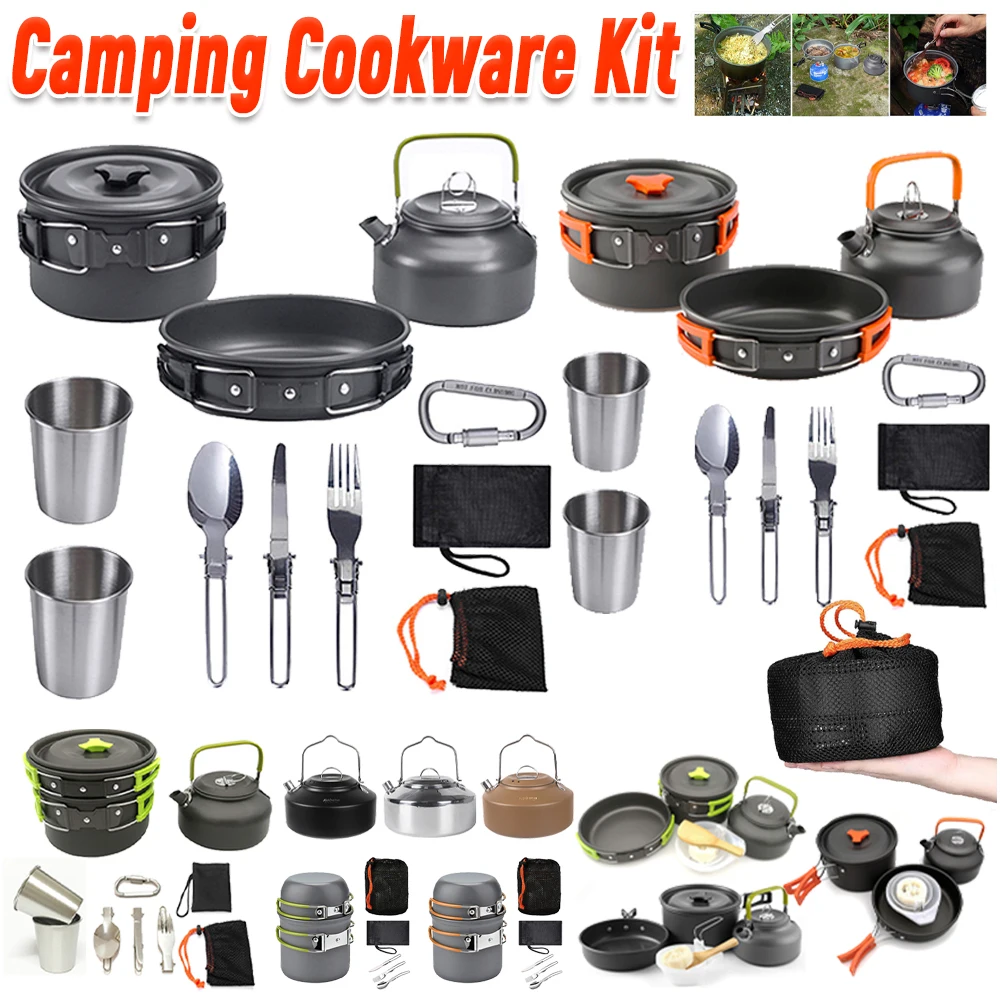 طقم أدوات طهي للتخييم، غلاية و - مراجعة Camping Cooking Set Lightweight وسعره
